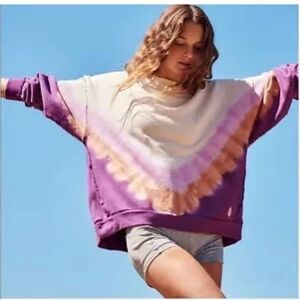 Free People Movement metti Purple and White Tie-Dye Sweatshirt